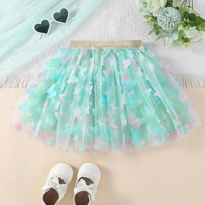 Baby Girls Tutu Fluffy Skirt Toddler Princess Ballet Dance Tulle Butterfly Kids Skirt Cute Girl Elastic Clothes Pettiskirt Skirt