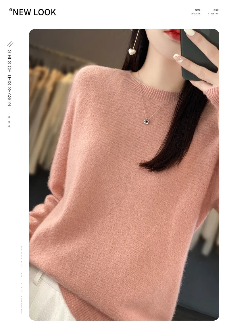 New cashmere sweater women's sweater in autumn and winter 100% merino wool fashion O-neck autumn warm pullover top