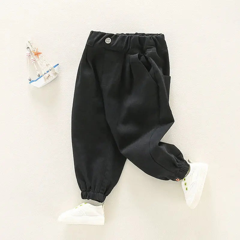 Autumn Children Boys Sweatpants Cotton Letter Sticker Infant Babys Boys Jogger Pants Solid Elastic Waist Toddler Boys Suspenders