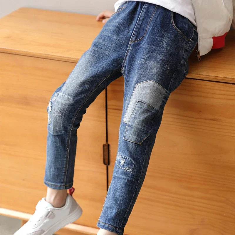 DIIMUU 4-11 Years Kids Jeans Trousers Clothing Boy Jeans Children Denim Pants Spring Autumn Baby Long Pants Toddler Bottoms