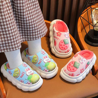 Children Slipper Winter Shoe for Girl Kid Waterproof Leather Surface Cotton Slipper Home Boy Shoe Children's Indoor Slides 1-12Y