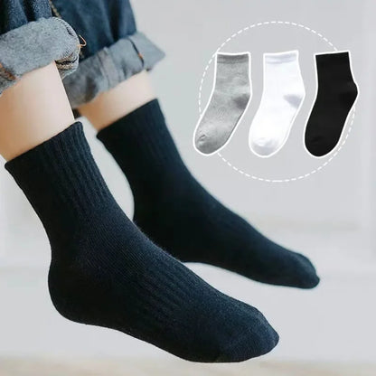 10pairls/Lot Children White Black Pure Socks for Girls Kids School Socks Soft Breathable Warm Cotton Socks