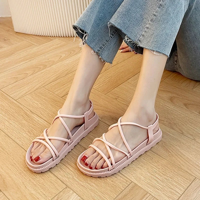 Orthopedic New Sandal Woman Summer 2024 Beach Without Heel Comfortable Flat Women Roman Espadrilles Sandals Black Pink Red Sexy