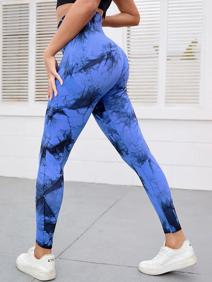 Gutashye Tie Dye Sport Leggings Women Gym Yoga Seamless Pants Sportswear Clothes Stretchy Hip Fitness Legging Activewear