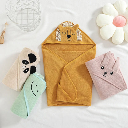 Cotton Baby Robe Bath Towel Cartoon Hoodies Cloak for Children Boys Girls Beach Towel Bath Blanket Absorbent Infant Bathrobe