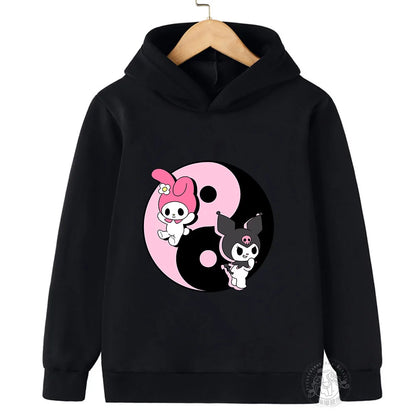 Kawaii Kuromi Hoodie For Girls Long Sleeve Sweatshirts Children Spring Autumn Sanrio Cartoon Kids Casual Hooded Pullover Tops