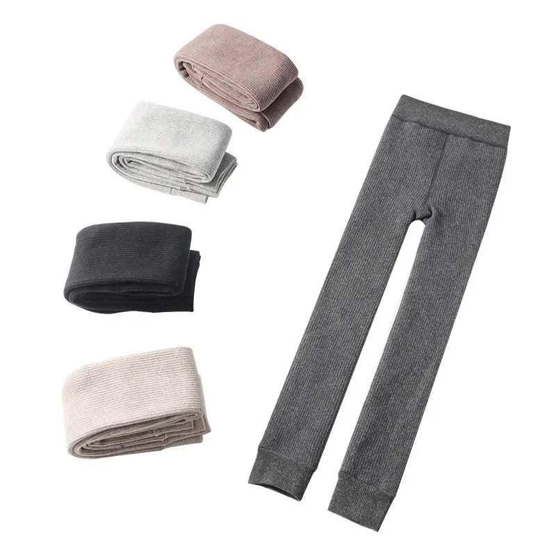 Girls Winter Leggings Plus Velvet Thickened Pants Kids Cashmere Trousers Outer Wear Slim Warm Baby Children Elastic Waist Pants