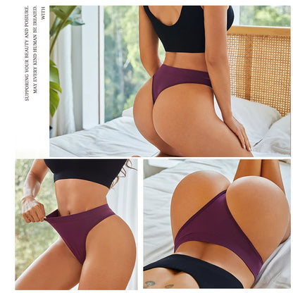 5PCS Women's Panties Set Fashion Striped Thongs Soft Underwear Sexy Lingerie Sports Breathable G-Strings Cozy Hot  T-Back