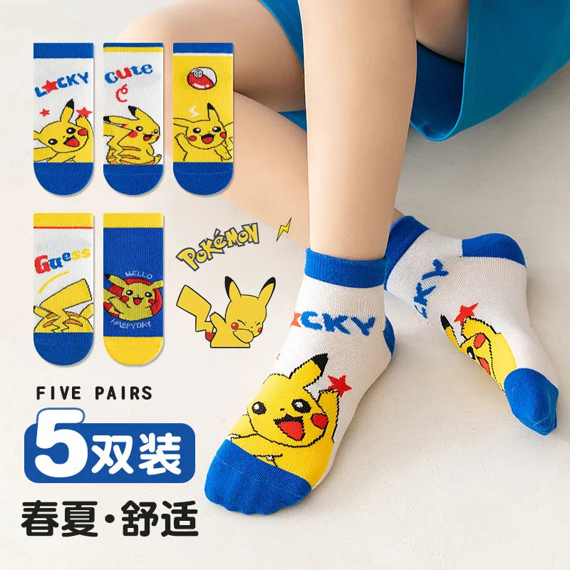 5 Pairs Spiderman Cotton Children's Socks iron Man Hulk Thor Anime kids Boys Short Socks Cartoon Baby Spring Summer Sock Y