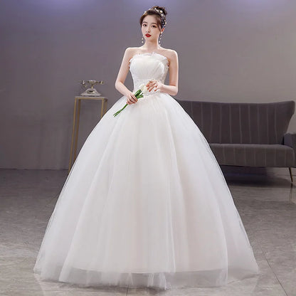 GIYSILE Wedding Dress Plus Size Evening Dress Korean Style Tube Top Temperament Main Wedding Dresses Floor-length White Dress