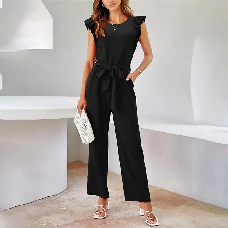 Y.KUKU Women Jumpsuits 2024 Summer Office Clothing Sales Sleeveless Romper With Waist Strap One Pieces Full Length For Women