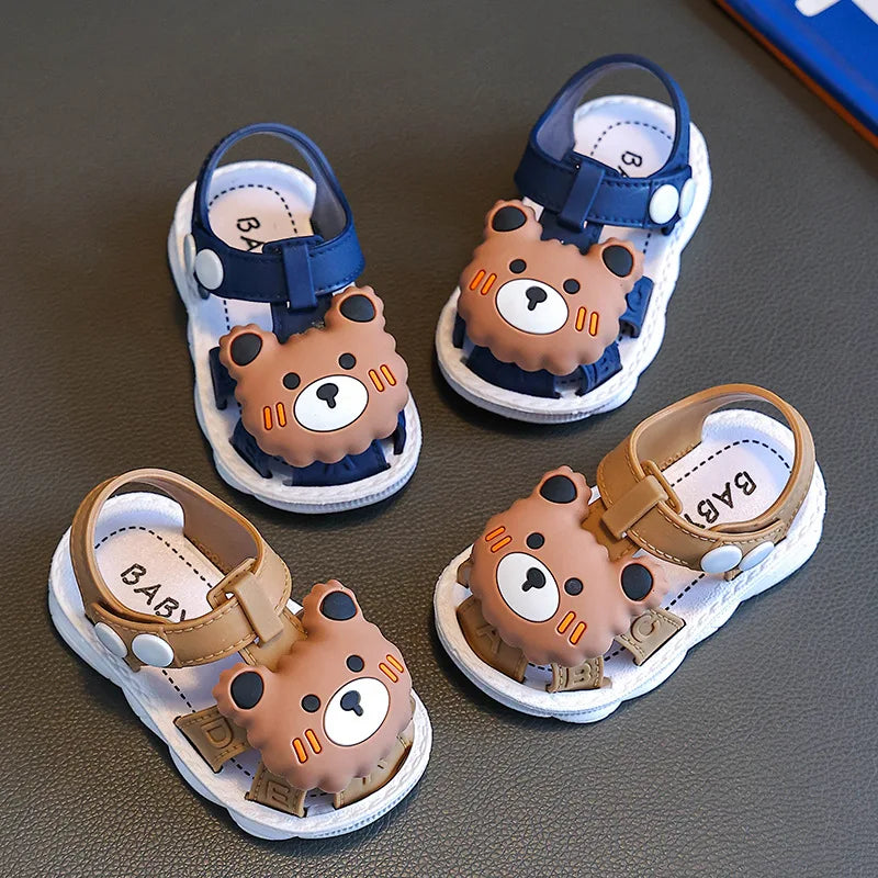 0-3 Children's Sandals Summer New Boys' Anti-kick Non-slip Soft Soled Infant Baotou Toddler Shoes Comfortable and Breathable