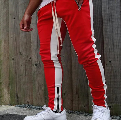 Autumn new long pants with zippered legs, men's casual sports pants, running pants, double pocket zippered jogging pants