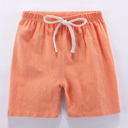 Kids Beach Shorts For Boys Girls Cotton Linen Breathable Elastic Waist Baby Short Pants Summer Thin Children's Short 2-10Years