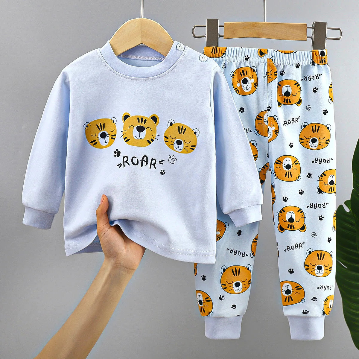 2024 Ins Autumn Children Boys 2PCS Pajamas Set Pure Cotton Warm Full Printed Stretch Kids Girls Sleepwears Toddler Girl Homewear