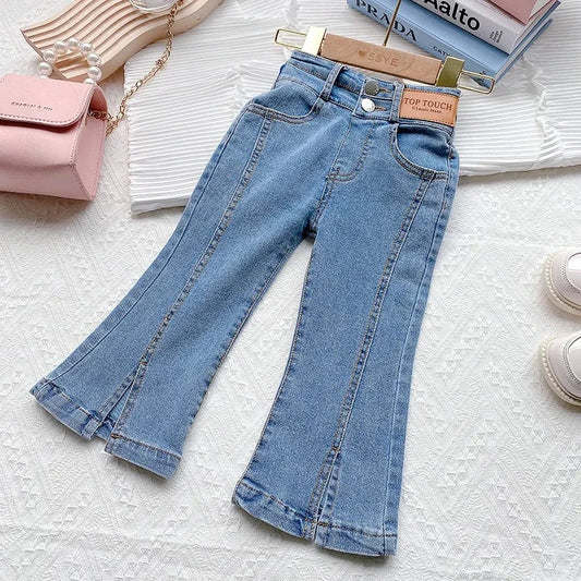 Children's Fashion Jeans Pants 2024 Fall New Products Girls Retro Casual Pants Little Girl Party Street Style Pure Cotton Jeans