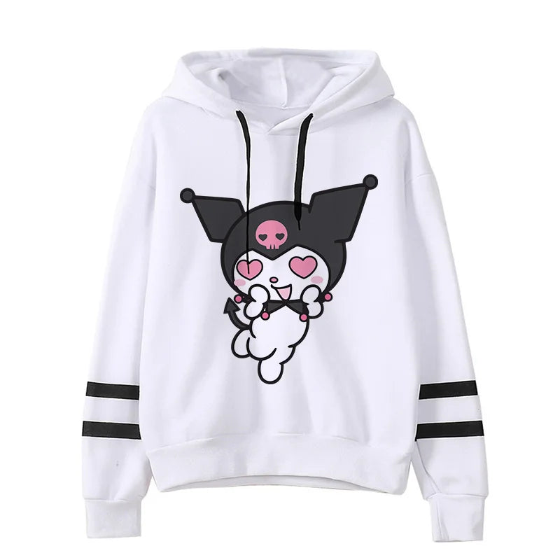 Funny Fashion Clothes Kuromi Hoodie Sanrio Kuromi Women Manga Sweatshirt  Harajuku Female Hoodies Hoody Sweatshirts