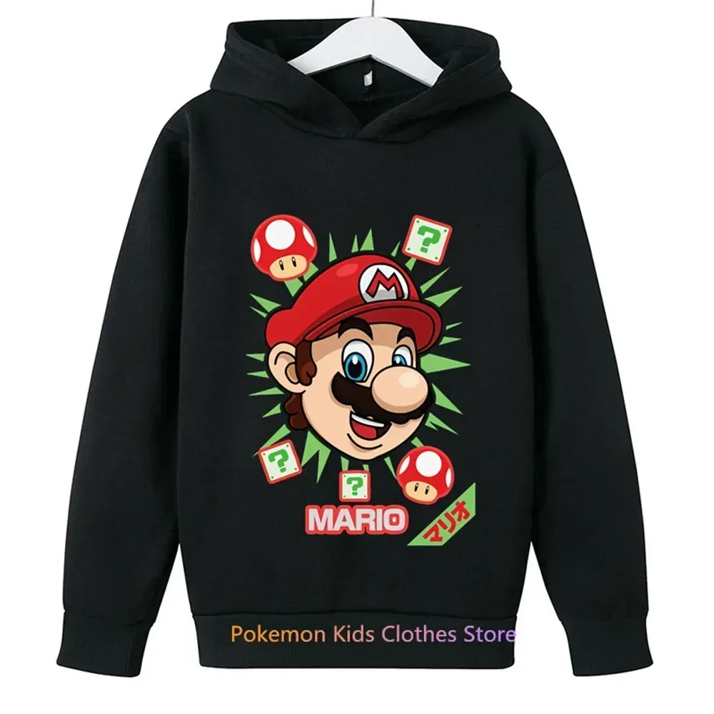 Game Super Mario bros Hoodie For Kids Tops Long Sleeve Boys Clothes Girls Baby Cartoon Children Fashion Spring Autumn Sweatshirt