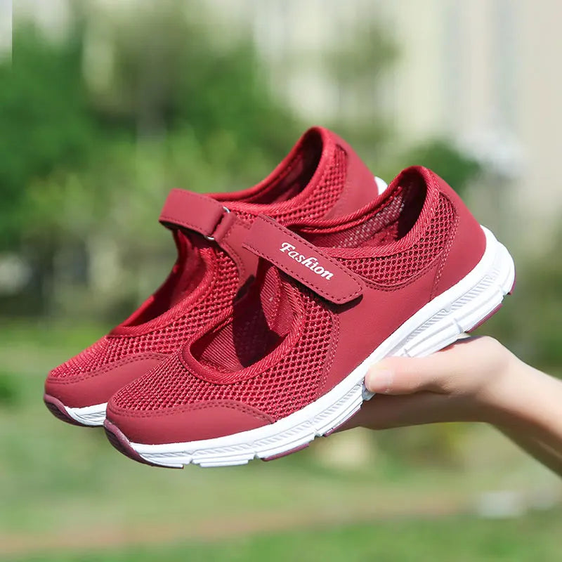 YISHEN Women Shoes Breathable Vulcanized Shoes Zapatillas Mujer Super Light Women Casual Shoes Hook And Loop Sneakers Women Flat