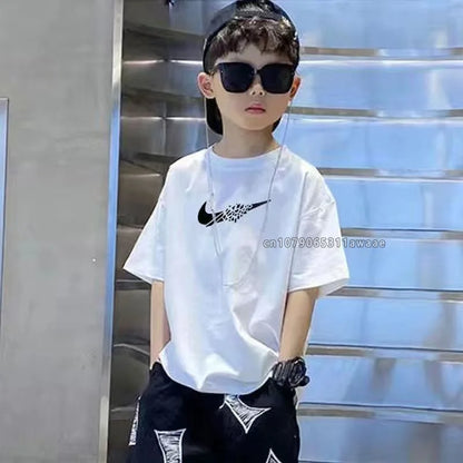 Graphic Print Children Cotton T-shirt Boys Girls High Quality Fashion Brand T Shirt Kids Summer Vintage Child Clothing