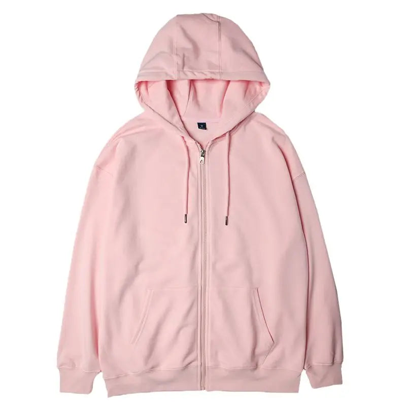 Spring Autumn Clothing Cherry Pollen Hoodies Sweatshirt Women Female Light Pink Peach Powder Early Cotton Zipper Jacket Coat