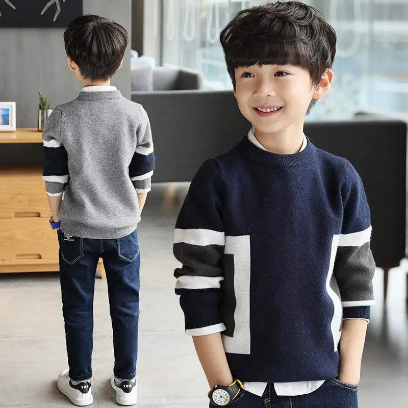 Kids Boys Sweater Children Sweater For teenager Student O-Neck Warm pullover knitted sweaters Boys Clothes 4 5 6 7 8 9 10 11 14T