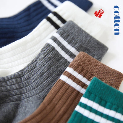 3pairs Autumn Infant Boys Striped Socks Cotton Ribbed Stretch Mouthed Babies Boys Short Socks Newborn Toddler Boys Sporty Socks