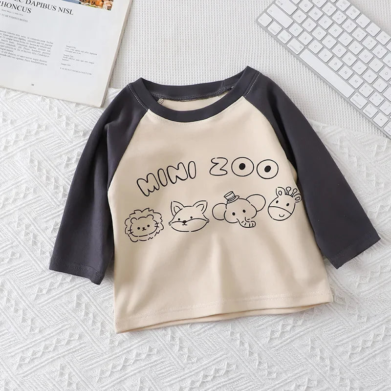 Children Warm T-shirt Spring Children's T-shirt Boys Girls Long Sleeve Base Coat Leisure Wear Boys Girls Tops Kids Clothes