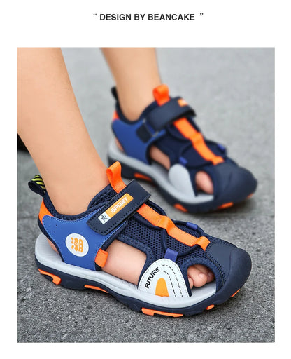 Summer Beach Water Children Sandals Fashion Shoes Outdoor Non-slip Soft Bottom Shading Leather Boys Comfortable Shoes Girls