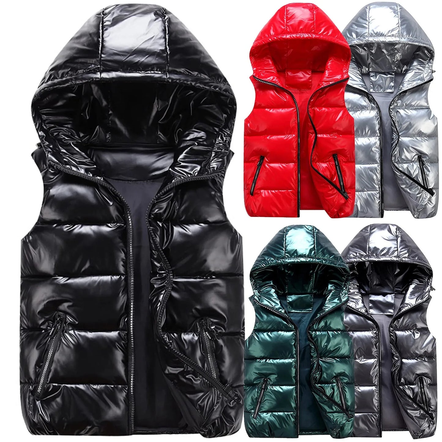 Men‘s Jackets Winter Warm Thicken Windproof Coat Fashion Hoodie Parkas Sleeveless Spring Cotton Padded Jackets Oversized