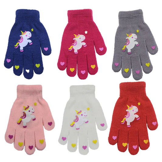 7-13 Years Fashion Knitted Children Boys Girls Winter Magic Gloves Kids Keep Warm Gloves Cartoon Mittens Wholesale