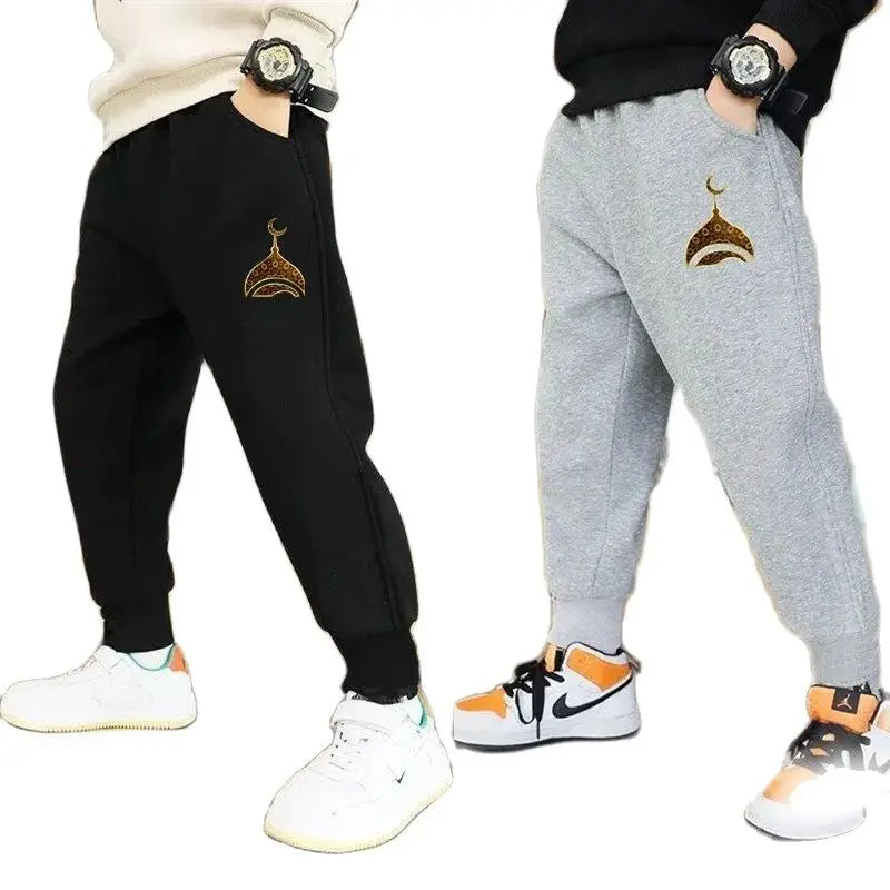 Fashion Unisex Kids Ramadan Trousers Boys Sweatpants Casual Pencil Pants Teens Clothes Loose Bottom Joggers