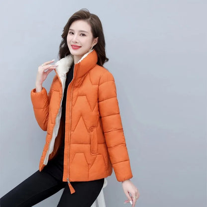 Winter 2024 New Down Jacket Women Parkas Cotton-Padded Coat Female Temperament Overcoat Short Korean Stand-UP Outerwear Tide Top