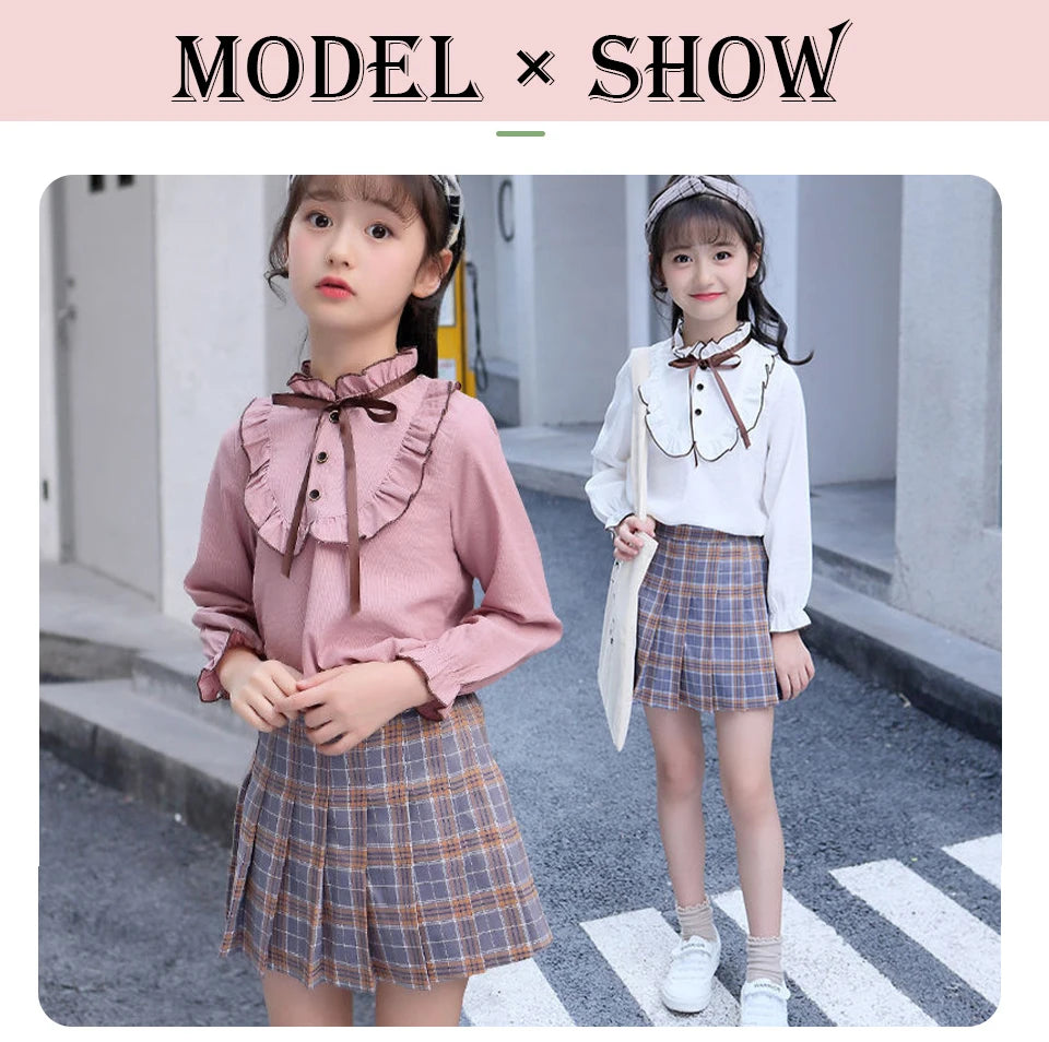 Girls High Waist Solid Pleated Mini Skirt for 4-12Y Girl Summer Korean Preppy Style Fashion Dance Skirts Student A-line Skirts