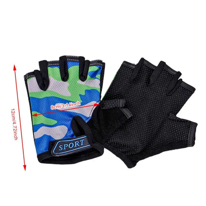 Outdoor High Elastic Riding Equipment Cycling Half Finger Mittens Child Bicycle Gloves Children's Bike Gloves Camouflage