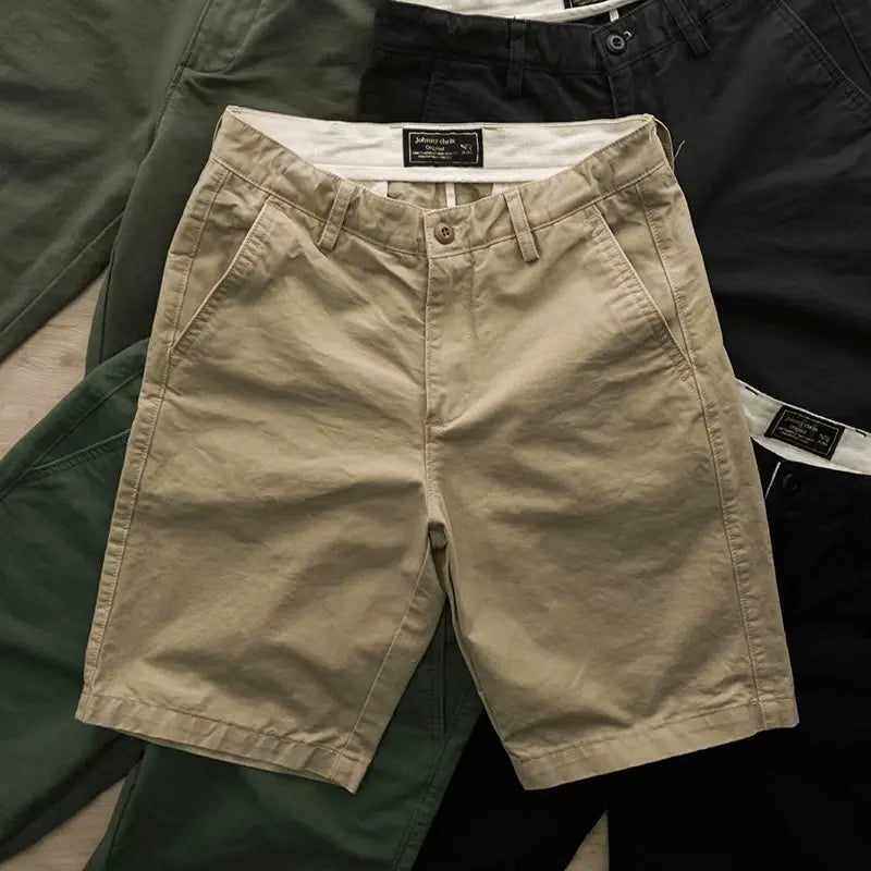 2023 Summer New Texture Water Wash Solid Color Men's Clothing Casual Shorts Trend Cotton Versatile Slim Fit Workwear Short Pants