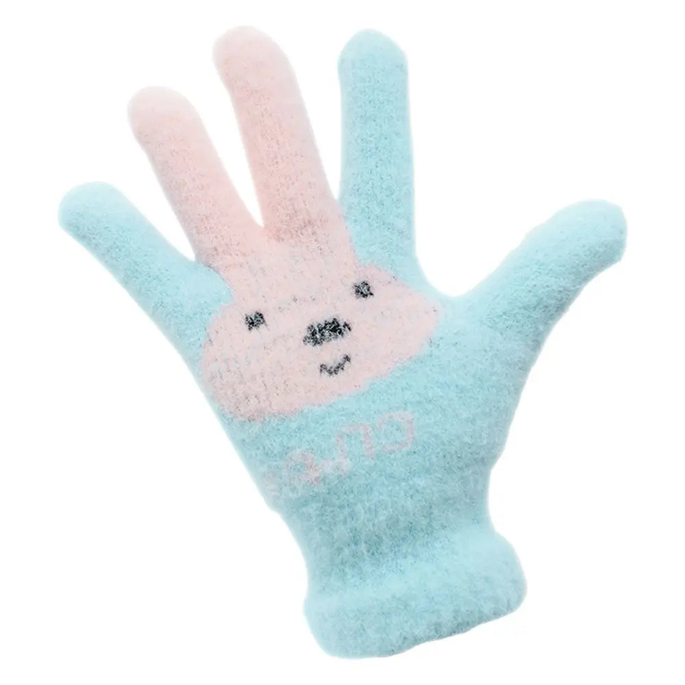 4-10 Years Children Girl Gloves Knitted Winter Boy Full Finger Wool Gloves Baby Girls Cute Rabbit Warm Soft Knitted Kids Gloves