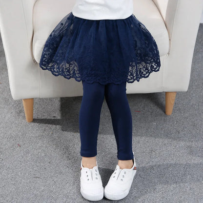 Girls Leggings Lace Princess Kids Skirt-pants Summer Autumn Clothing Children Slim Puffy Skirt Pant Trousers 2-6 Years Clothes