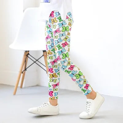 Girls Pants Baby Korean Style Leggings 2024 Spring Autumn Children's Elastic Leopard Printed Pant Teens Fashion Clothing