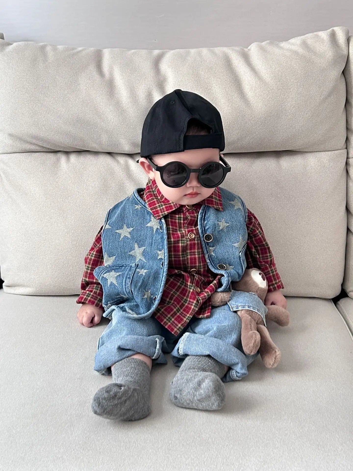 Spring And Autumn Newborn Infant Baby Boys Denim Star Coat Vest Sleeveless Kids Fashion Casual Baby Clothing