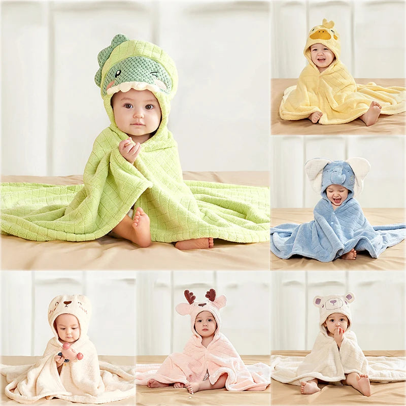 Cute Animal Baby Bath Towel Cartoon Rabbit Dinosaur Infant Towels Blanket With Hood Newborn Bath Wipe Baby Beach Towels 0-6y