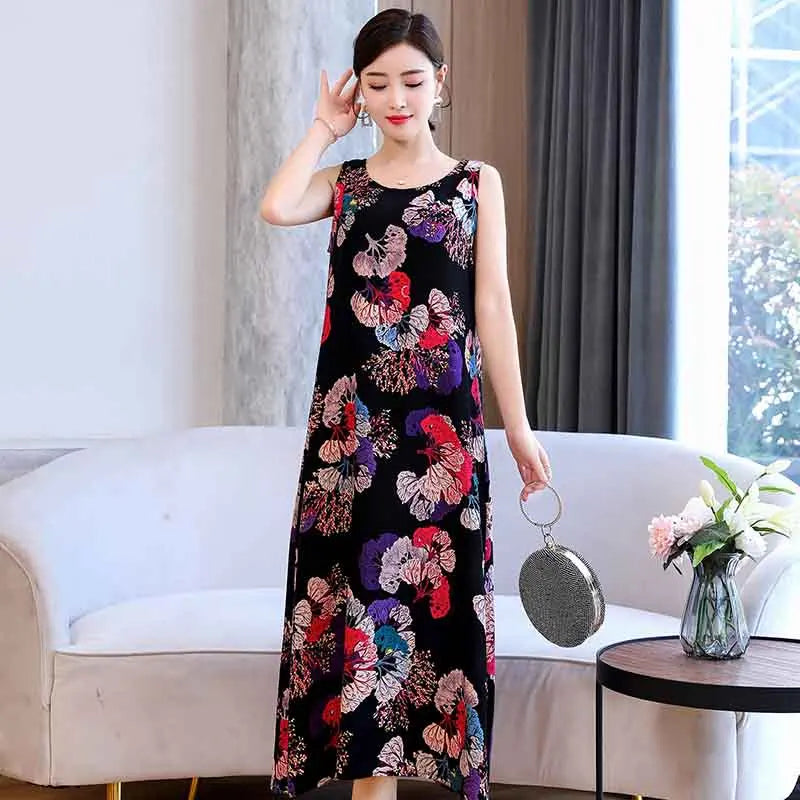 New Hot Fashion Summer Dresses For Women Print Vintage O-neck Dress Sundress Fashion A-line Dress Women Clothing