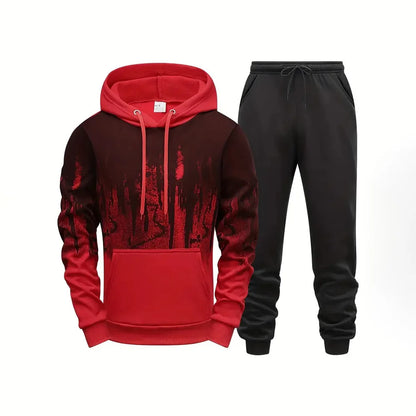 Paris printed suit men's two-piece hoodie sweatpants men's autumn and winter street fashion casual hoodie jogging suit