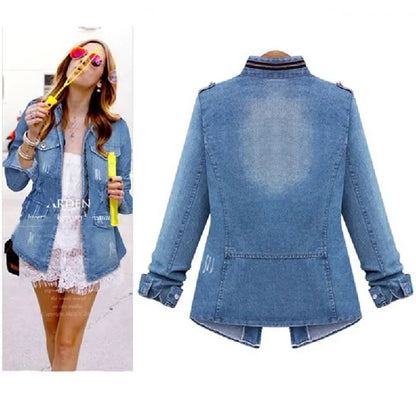 2024 Europe and America Wish Women's Denim Jacket Tight Slimming Denim Jacket Jacket Women's Denim Jacket Women