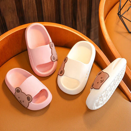 Summer Kids Slippers Cartoon Bear Home Shoes For Boy Girls Soft Eva Flat Heel Slippers Children Beach