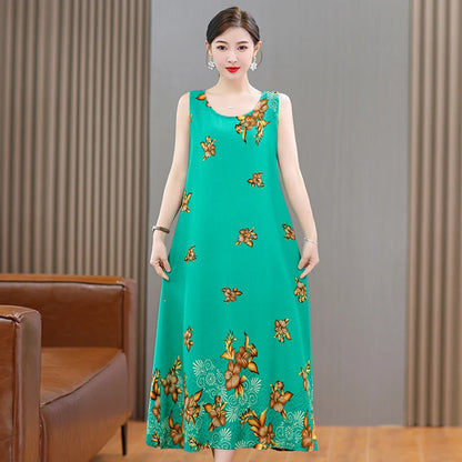 New Hot Fashion Summer Dresses For Women Print Vintage O-neck Dress Sundress Fashion A-line Dress Women Clothing