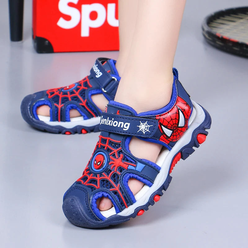 Children's Sandals Summer New Black Red Cartoon Lightweight Boys Girls Beach Shoes Blue Color Blocking Soft Kids Shoes Sandals