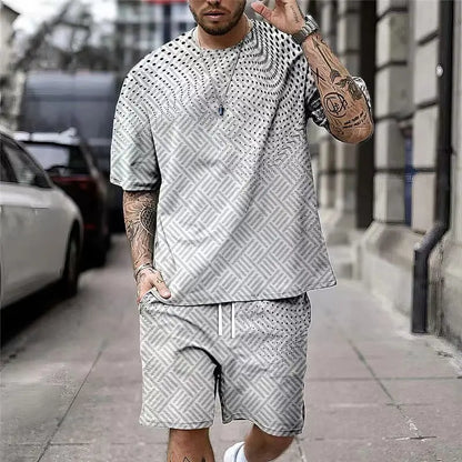 Summer Men's Short Sleeve T Shirt Sets 3D Lion Print Casual Shorts Sets Fashion Tracksuit Outdoor Sports Men Clothes