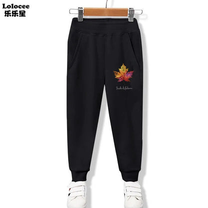 New Arrival Kids Elastic Pants Spring Autumn Cotton Girls Flower Heart Print Pocket Jogger Sweatpants Girls Clothing 3-14 Years