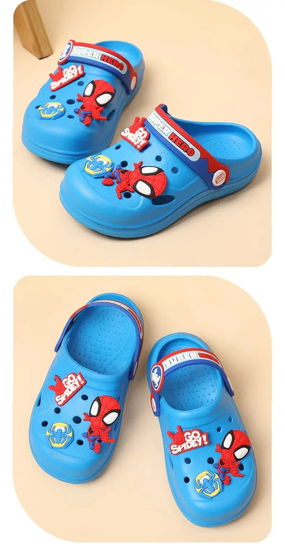 Disney Kids Slippers for Boys Summer Beach Indoor Slippers Cartoon Spiderman Home Soft Non-Slip Children Slippers Garden Shoes